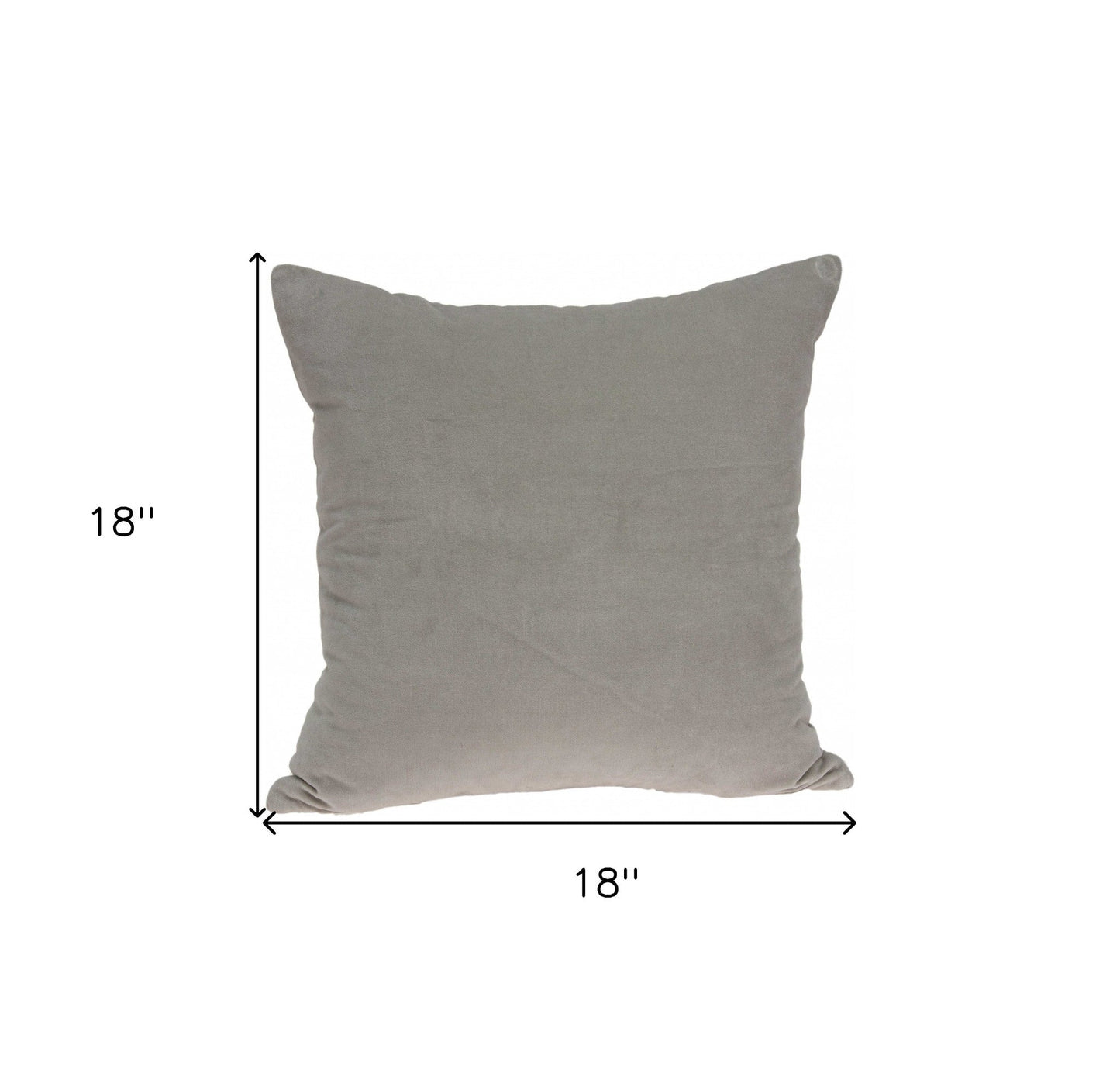 18" X 7" X 18" Transitional Gray Solid Pillow Cover With Poly Insert FurniFindUSA