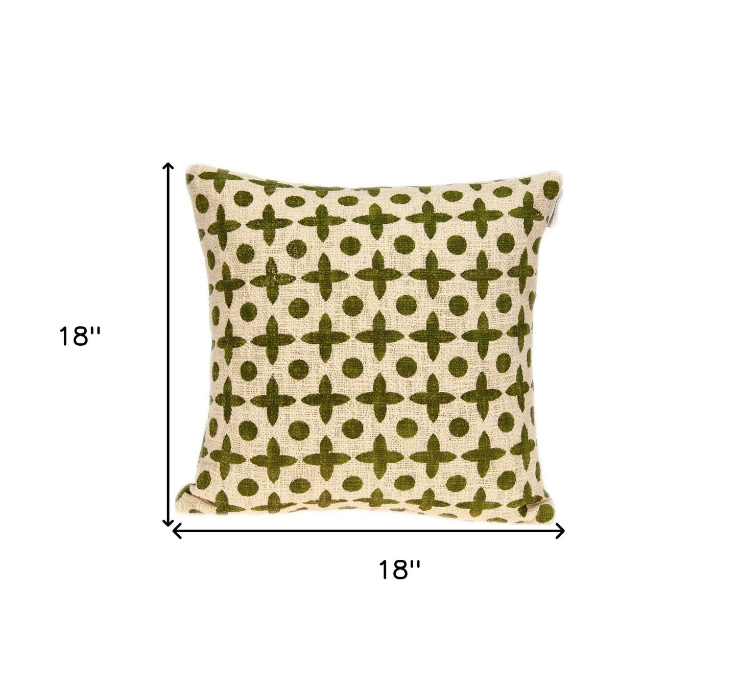 18" X 7" X 18" Transitional Beige Printed Pillow Cover With Poly Insert FurniFindUSA