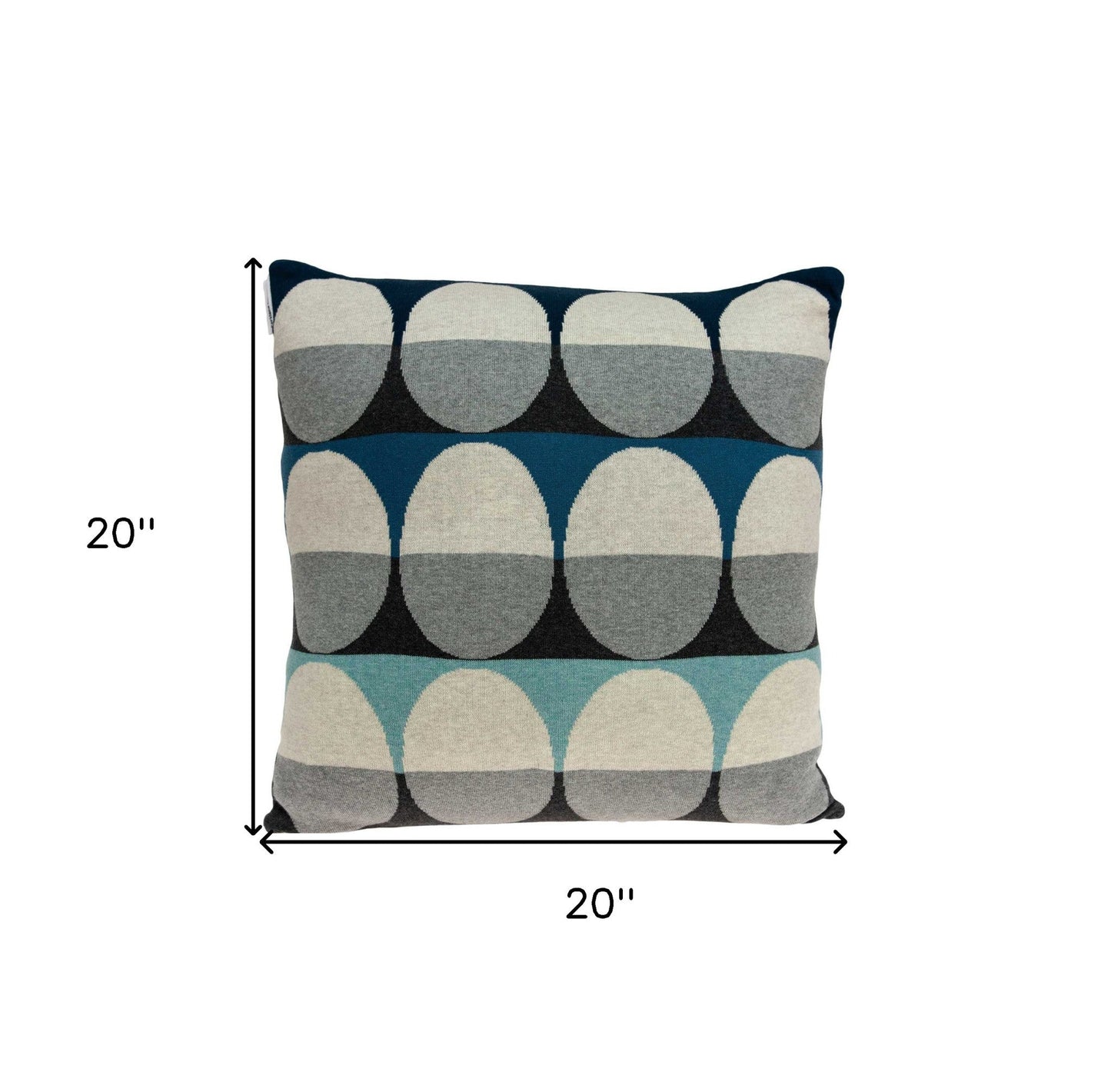 20" X 7" X 20" Transitional Gray And Blue Pillow Cover With Poly Insert FurniFindUSA