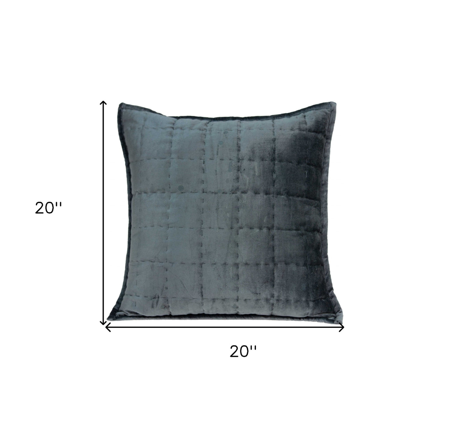20" X 7" X 20" Transitional Charcoal Solid Quilted Pillow Cover With Poly Insert FurniFindUSA