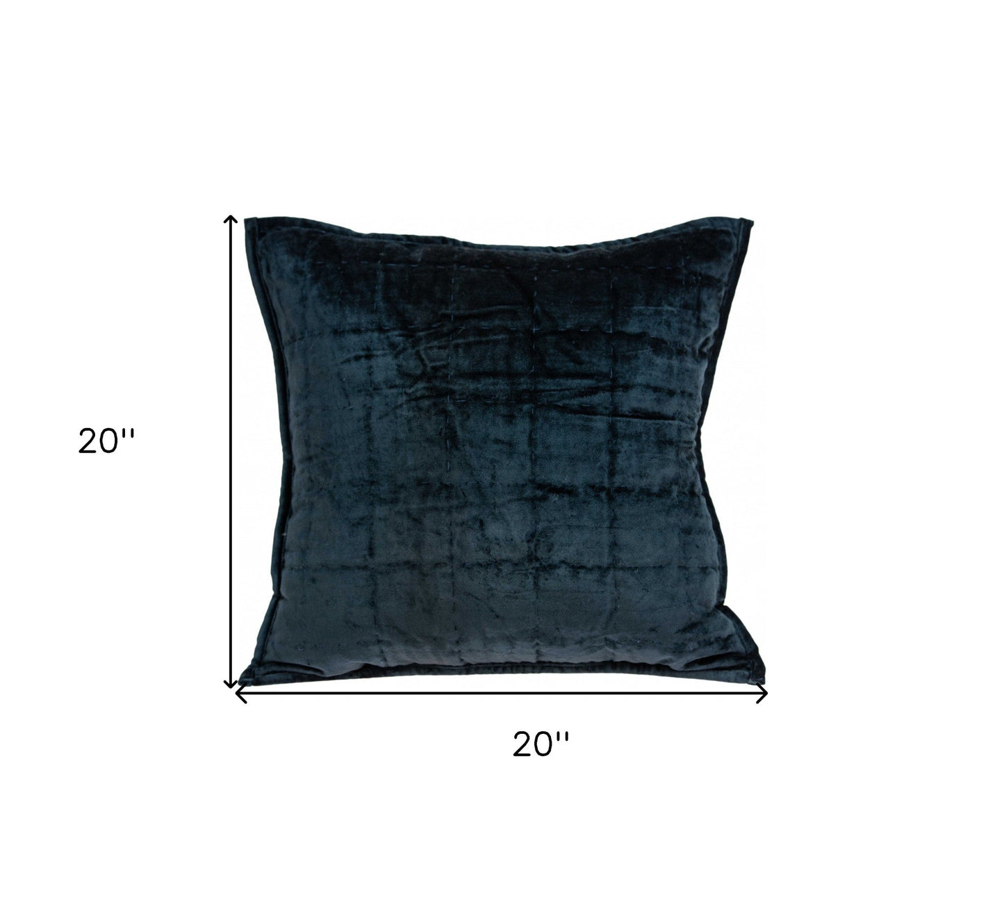20" X 7" X 20" Transitional Dark Blue Quilted Pillow Cover With Poly Insert FurniFindUSA