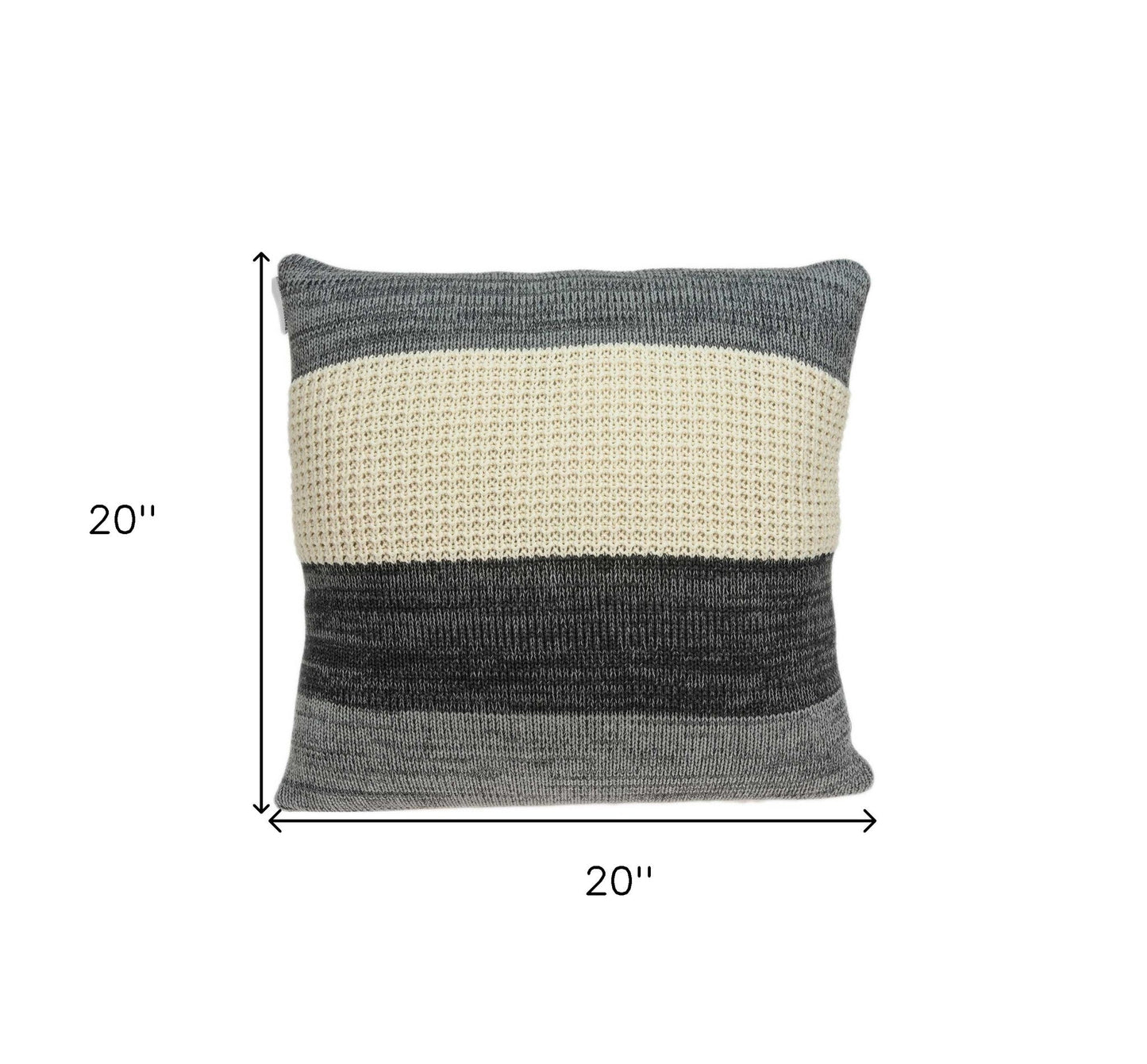 20" X 7" X 20" Transitional Cream And Gray Pillow Cover With Poly Insert FurniFindUSA