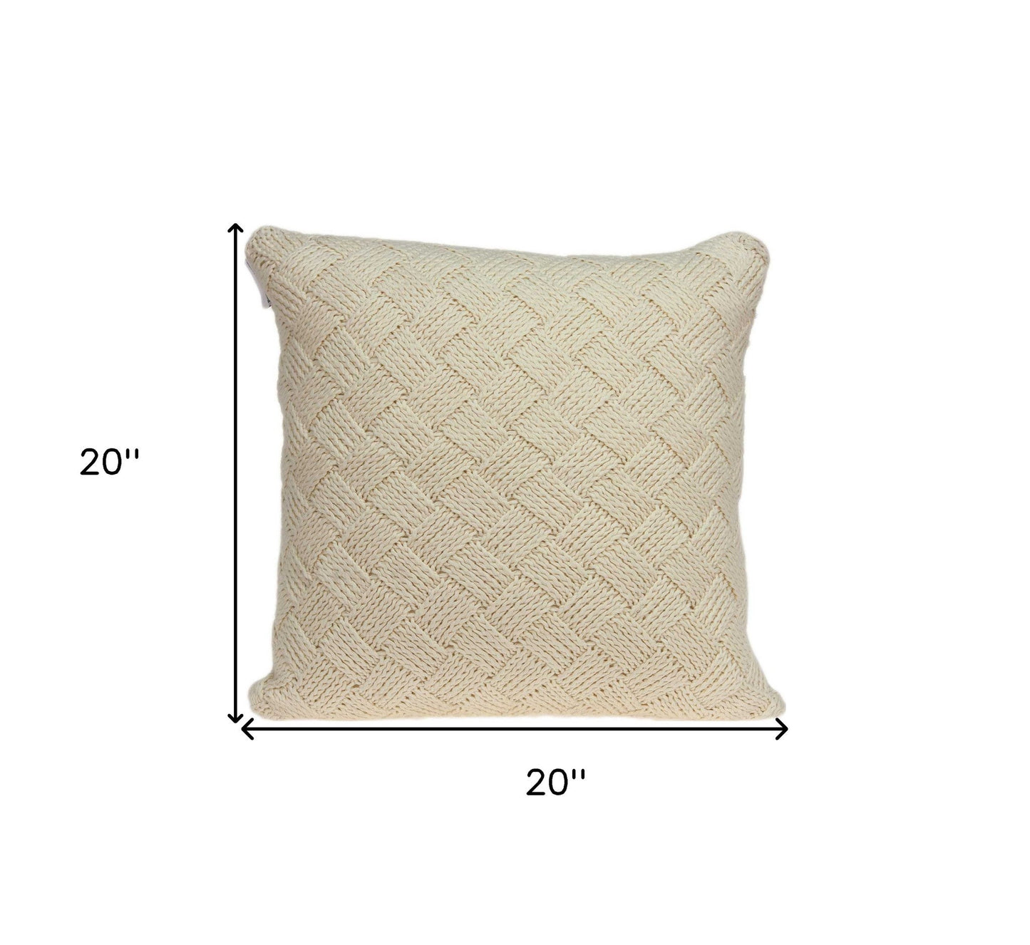 20" X 7" X 20" Transitional Beige Pillow Cover With Poly Insert FurniFindUSA