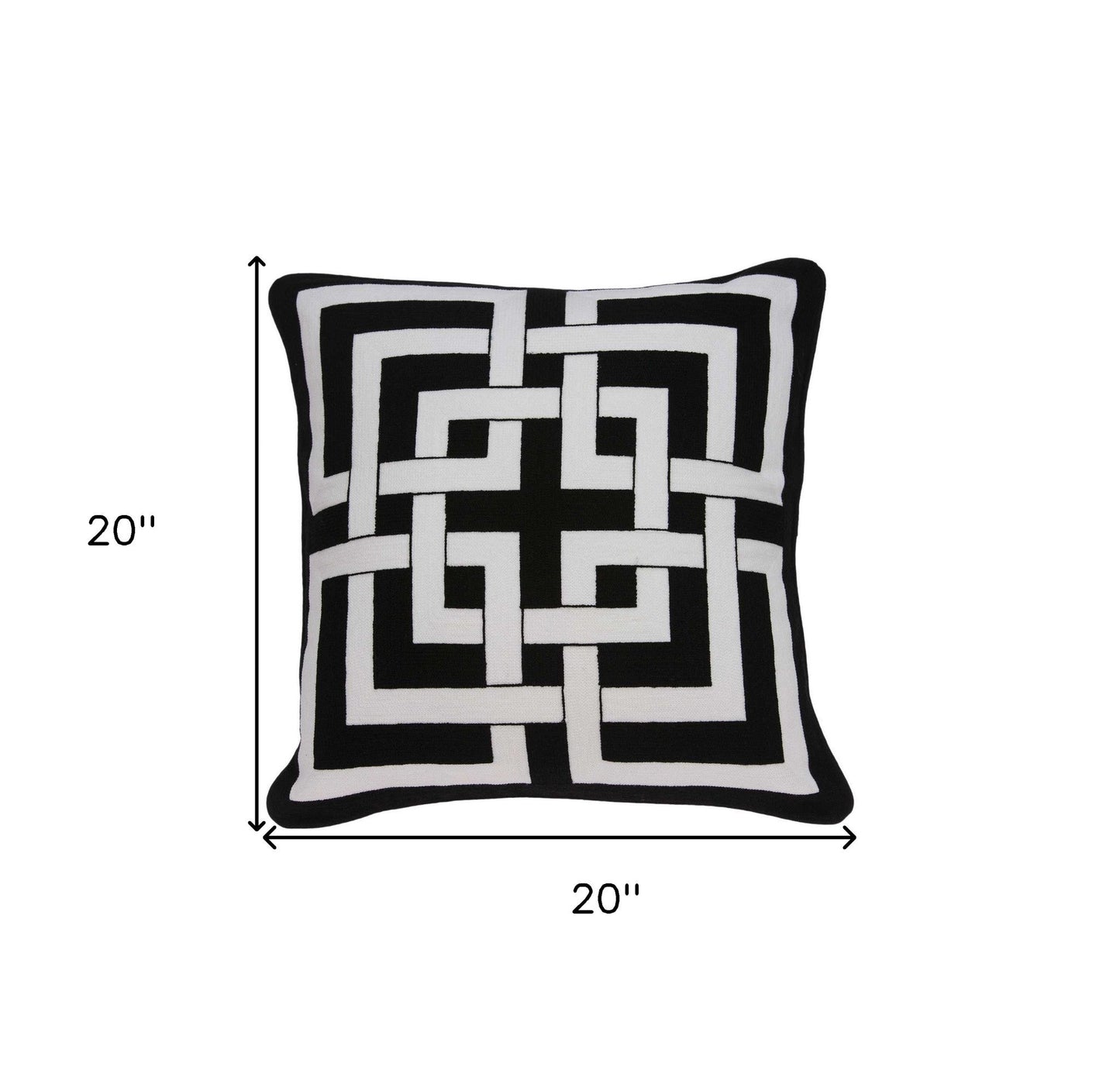 20" X 7" X 20" Transitional Black And White Pillow Cover With Poly Insert FurniFindUSA
