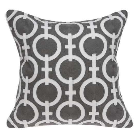 20" X 7" X 20" Transitional Gray And White Accent Pillow Cover With Poly Insert FurniFindUSA