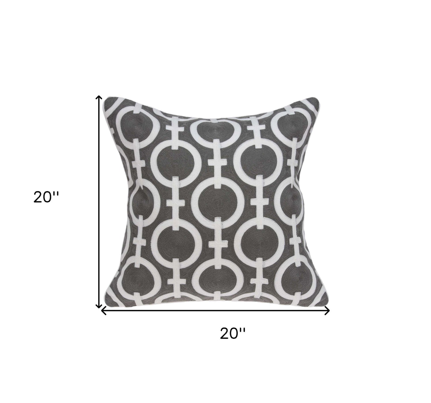 20" X 7" X 20" Transitional Gray And White Accent Pillow Cover With Poly Insert FurniFindUSA