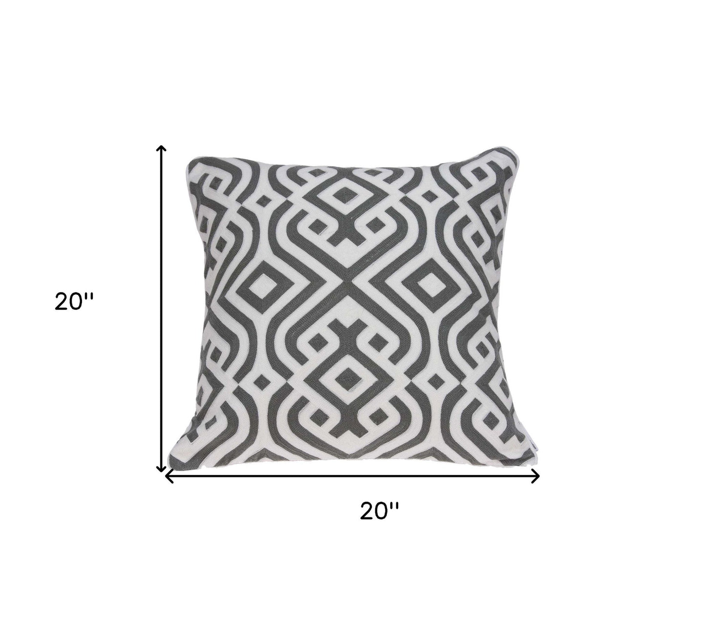 20" X 7" X 20" Gray And White Accent Pillow Cover With Poly Insert FurniFindUSA