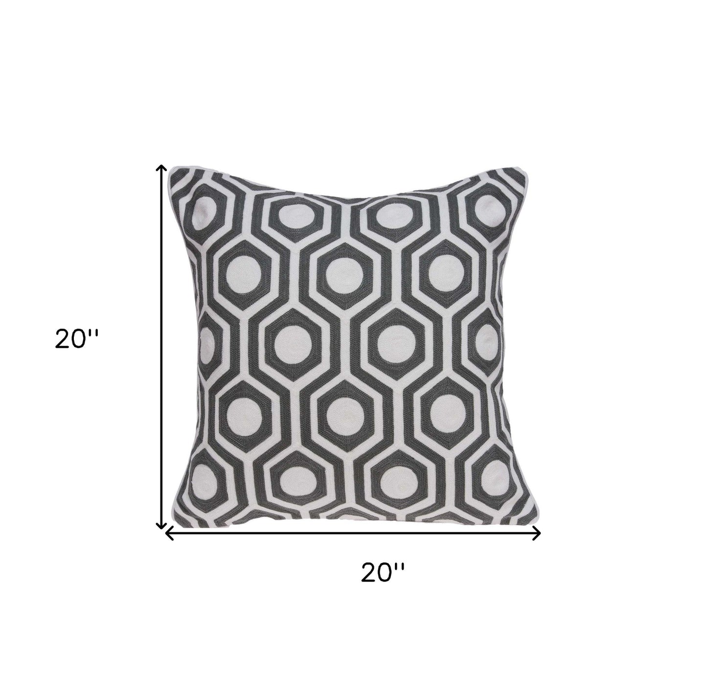20" X 7" X 20" Cool Gray And White Pillow Cover With Poly Insert FurniFindUSA