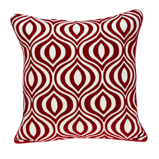 20" X 7" X 20" Transitional Red And White Pillow Cover With Poly Insert FurniFindUSA