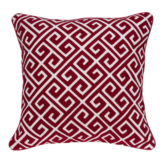 20" X 7" X 20" Transitional Red And White Cotton Pillow Cover With Poly Insert FurniFindUSA