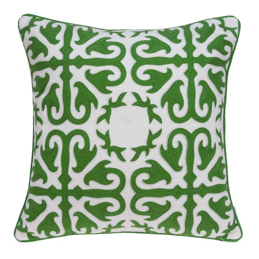 20" X 7" X 20" Traditional Green And White Accent Pillow Cover With Poly Insert FurniFindUSA