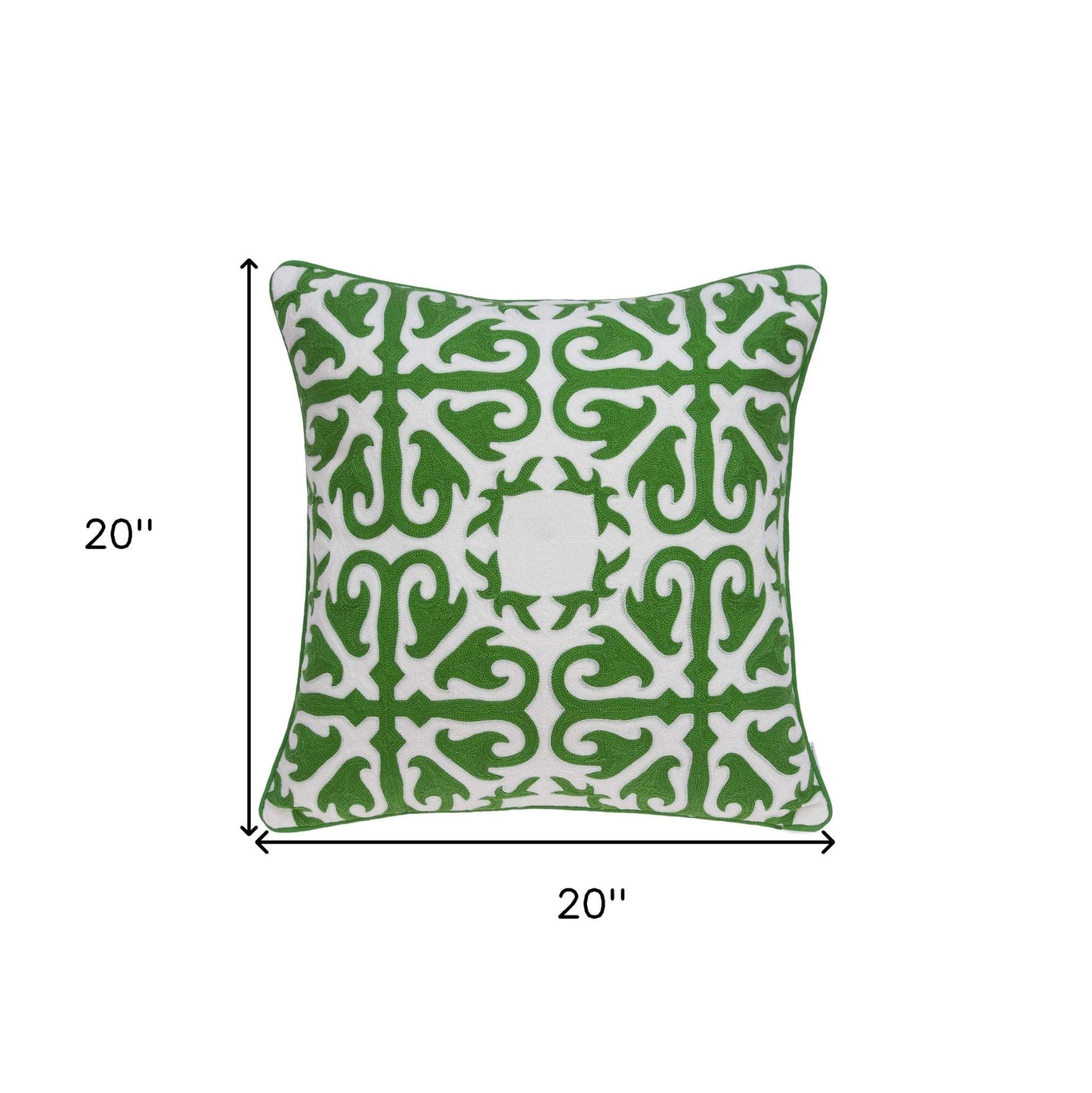 20" X 7" X 20" Traditional Green And White Accent Pillow Cover With Poly Insert FurniFindUSA