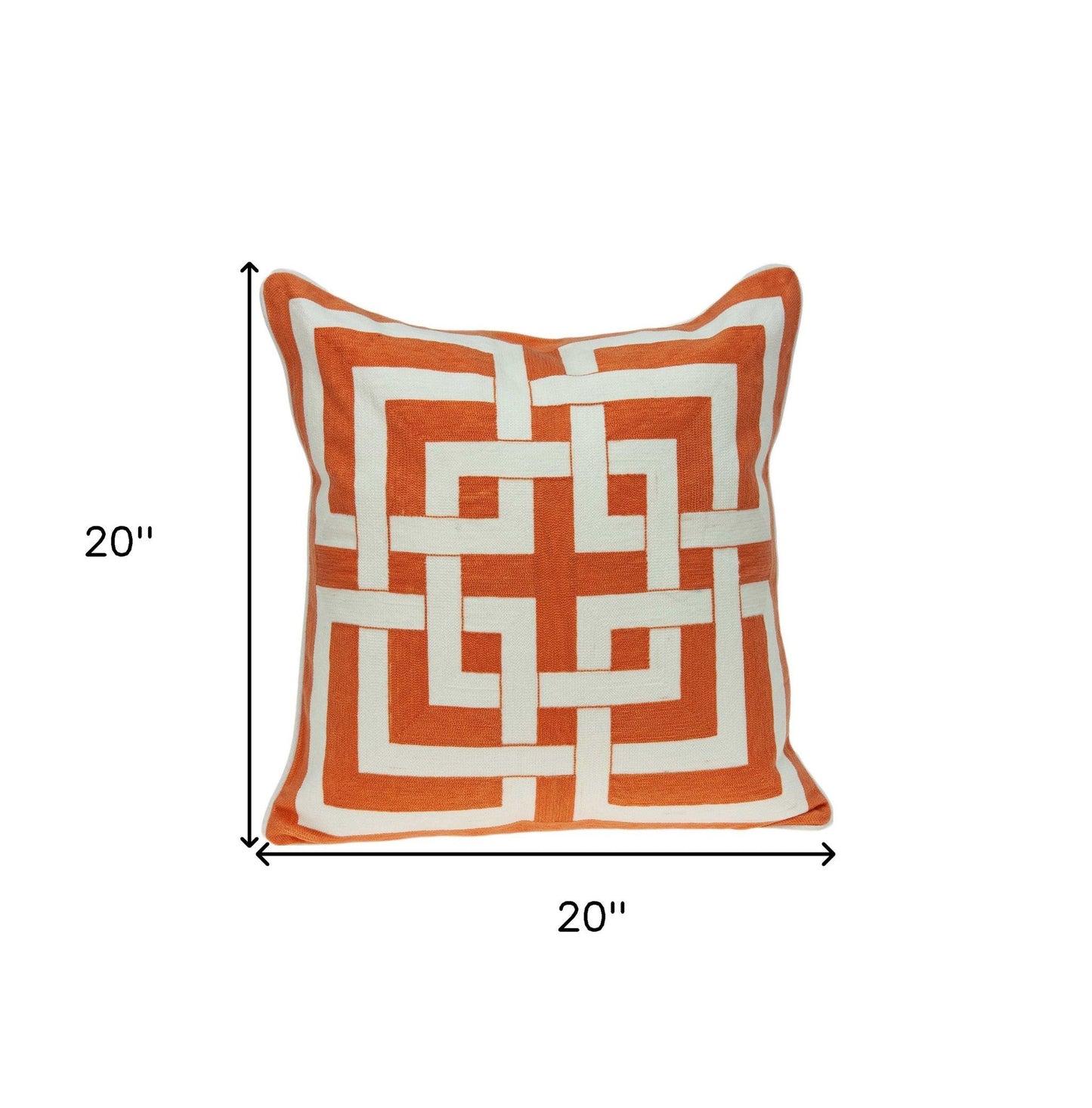 20" X 7" X 20" Transitional Orange And Off White Pillow Cover With Poly Insert FurniFindUSA