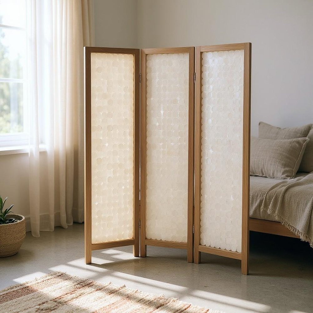 71" Clear Folding Three Panel Screen Room Divider HomeRoots