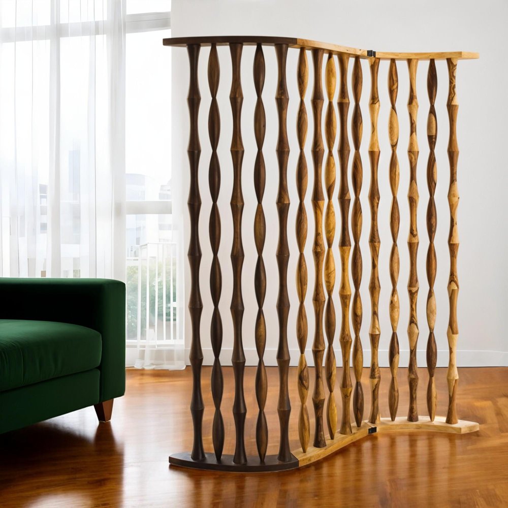 74" Natural Solid Wood Three Panel Screen Room Divider HomeRoots