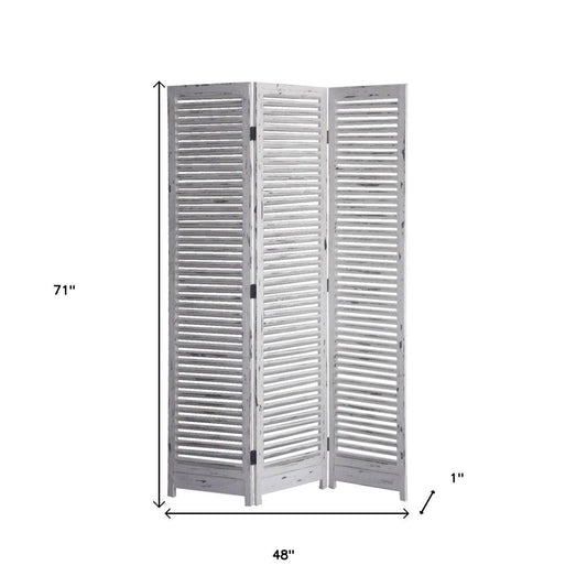 71" White Folding Three Panel Screen Room Divider HomeRoots