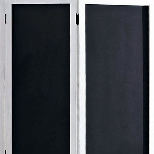 67" Black and White Chalkboard Wood Folding Three Panel Screen Room Divider HomeRoots