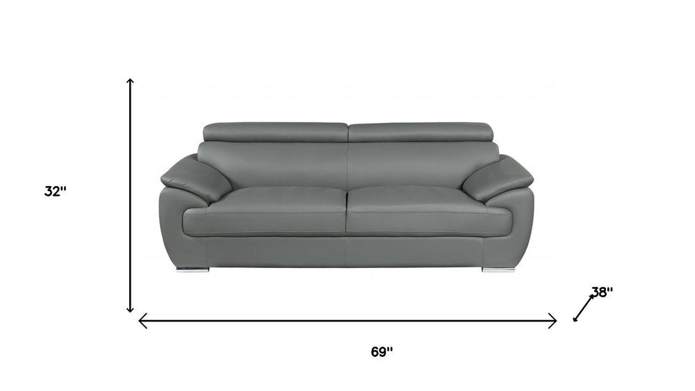 Two Piece Indoor Gray Genuine Leather Five Person Seating Set HomeRoots