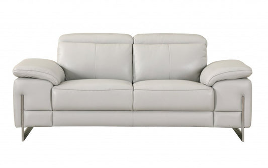 Two Piece Indoor Light Gray Italian Leather Five Person Seating Set HomeRoots