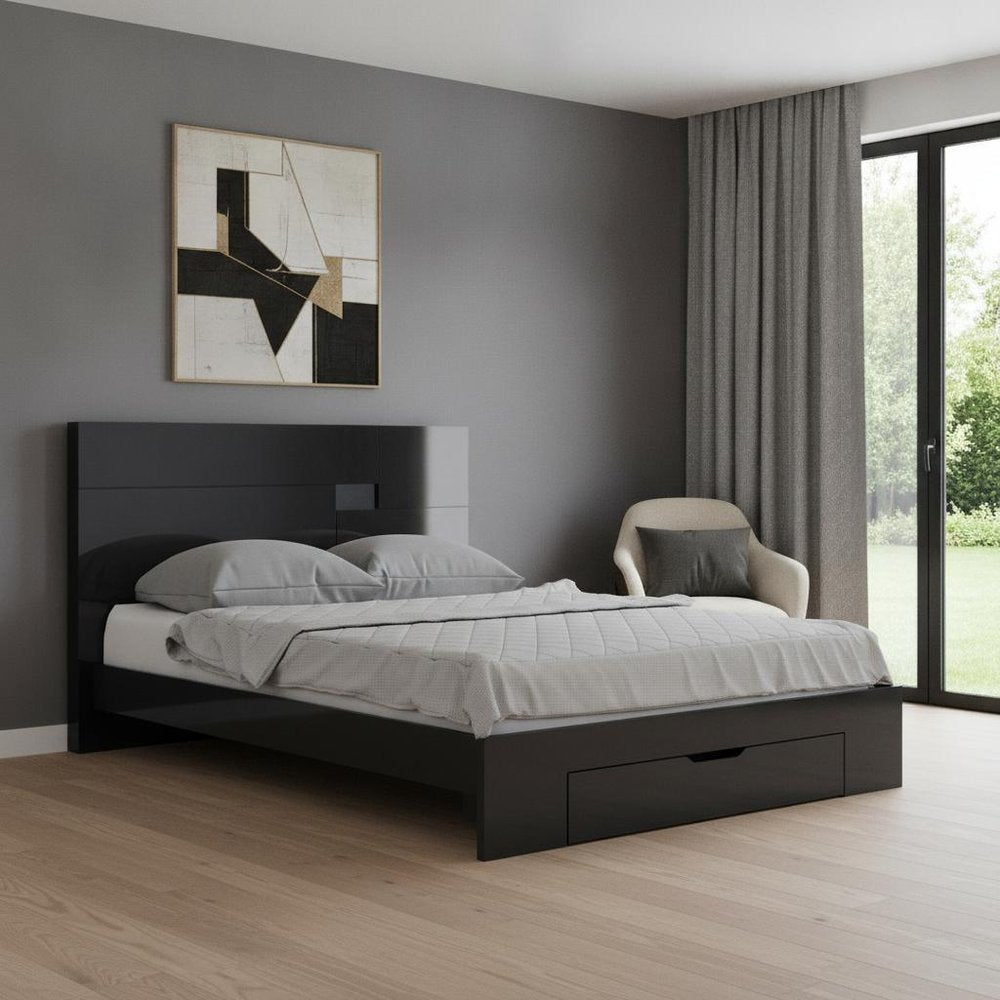 Black Solid Wood King Bed Frame HomeRoots