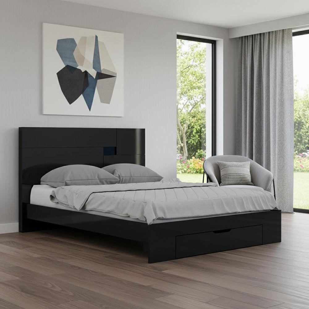 Black Solid Wood King Bed Frame HomeRoots