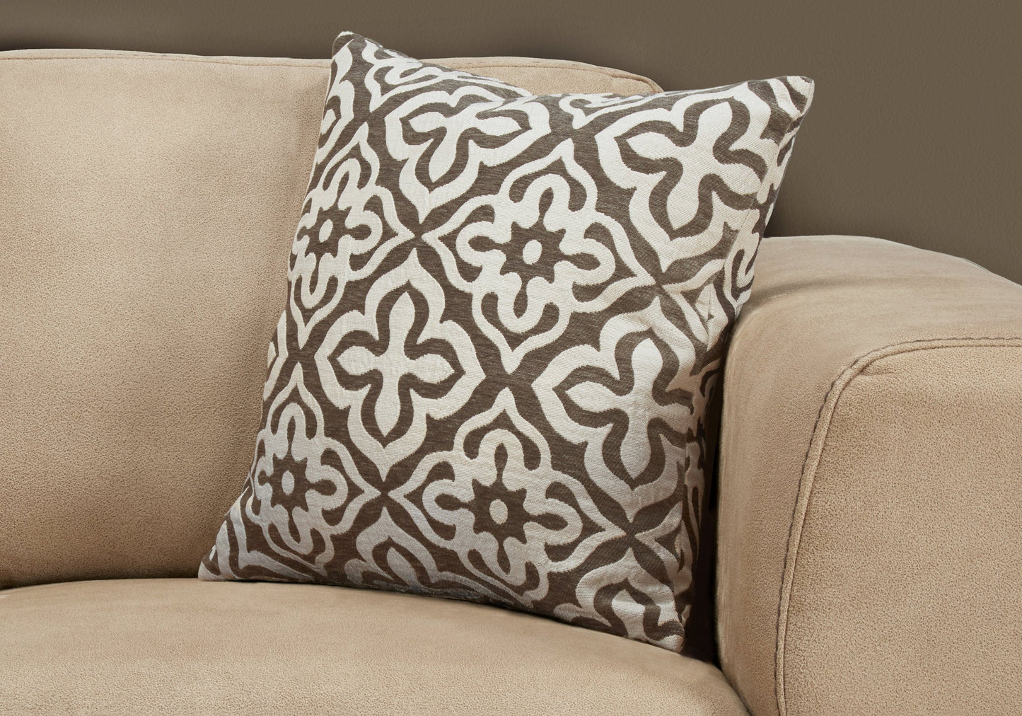 18" X 18" Taupe Polyester Geometric Zippered Pillow FurniFindUSA