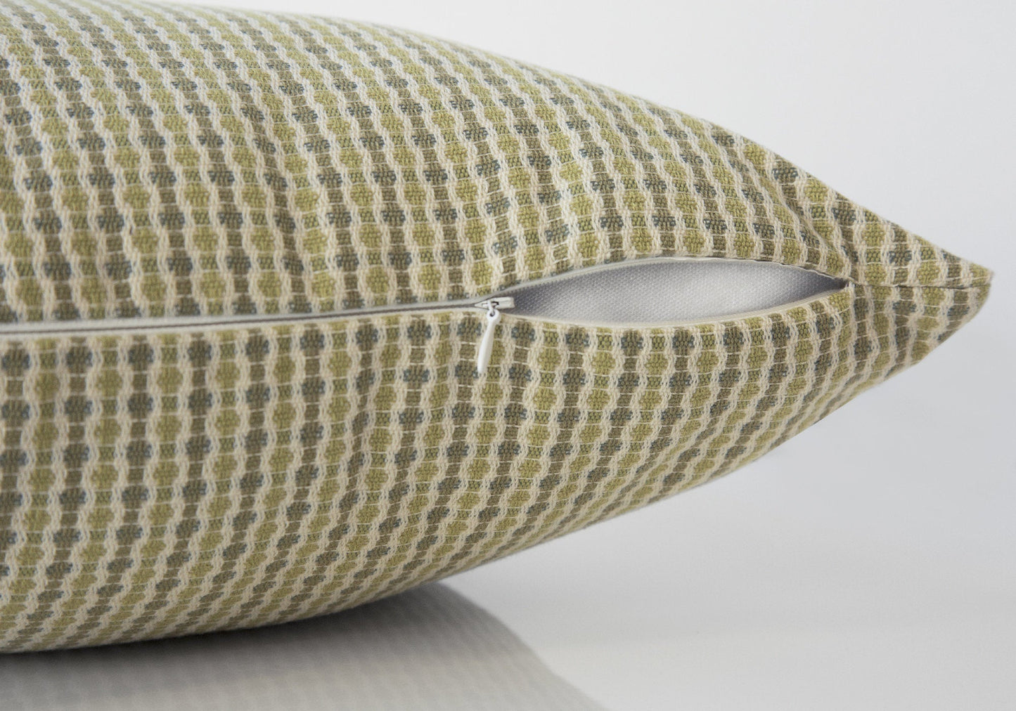 18" X 18" Green and White Polyester Striped Zippered Pillow FurniFindUSA