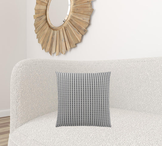18" X 18" Black Gray and White Polyester Striped Zippered Pillow FurniFindUSA