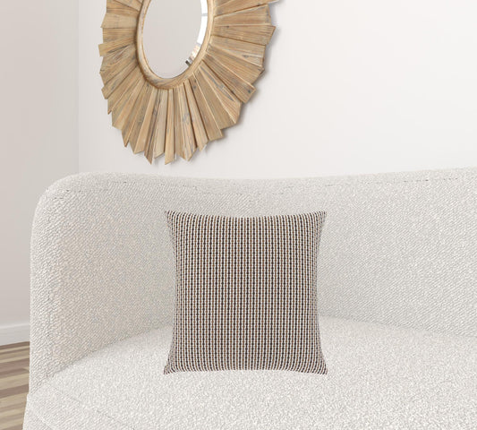 18" X 18" Brown and White Polyester Striped Zippered Pillow FurniFindUSA