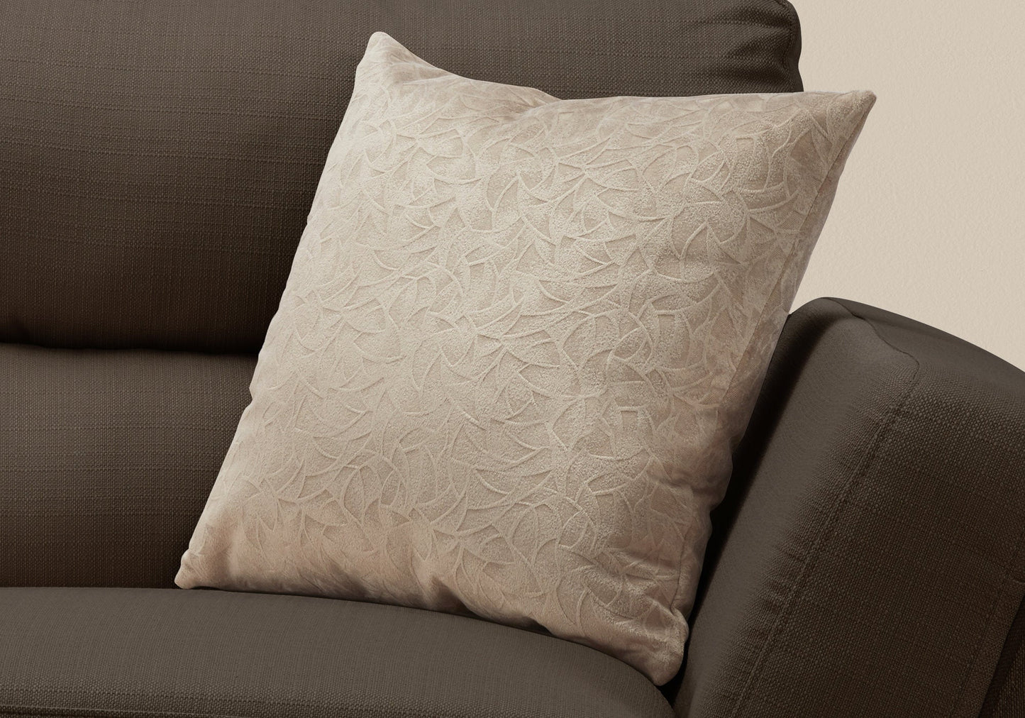18" X 18" Taupe Velvet Polyester Abstract Zippered Pillow FurniFindUSA