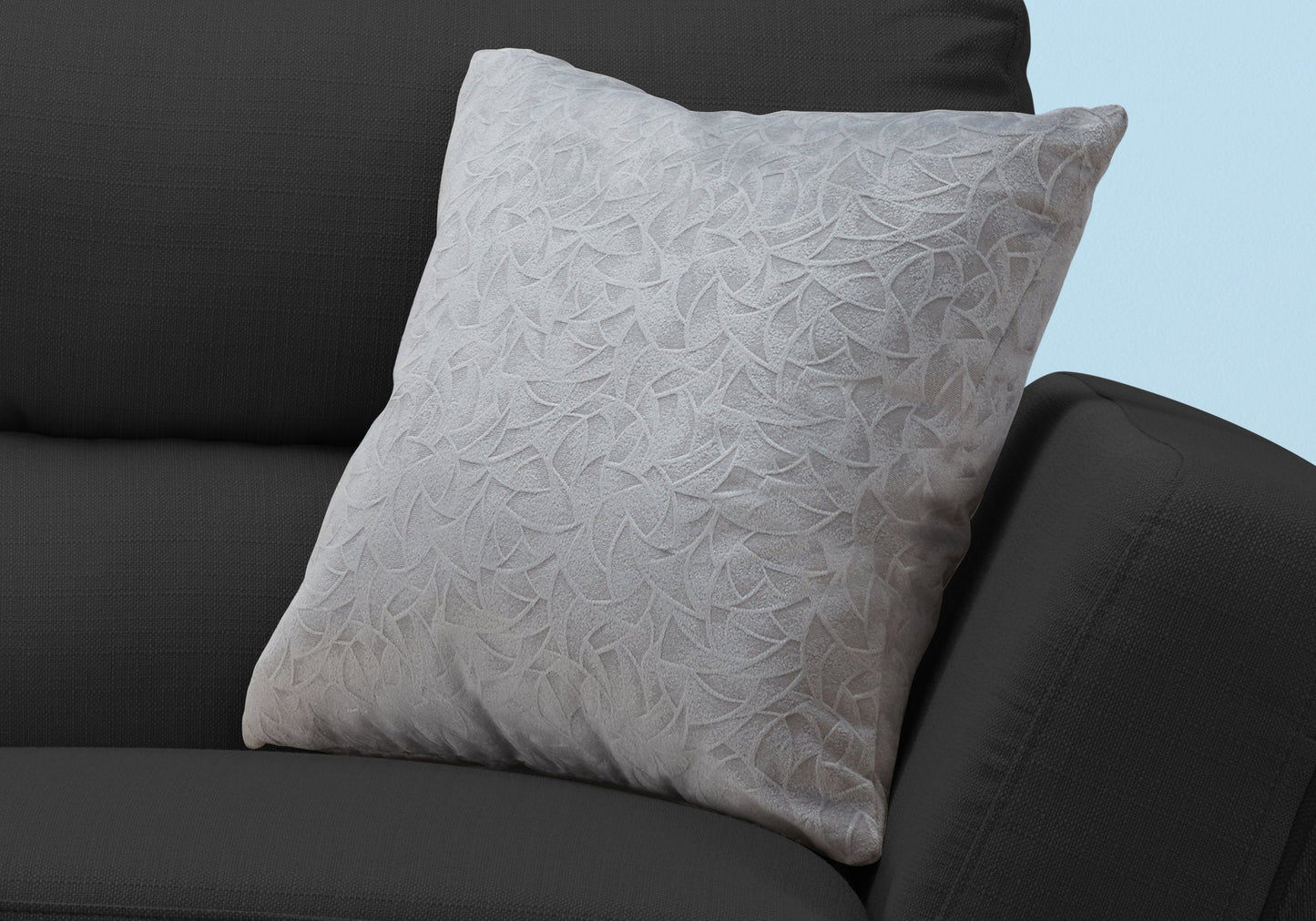 18" X 18" Light Gray Velvet Polyester Abstract Zippered Pillow FurniFindUSA