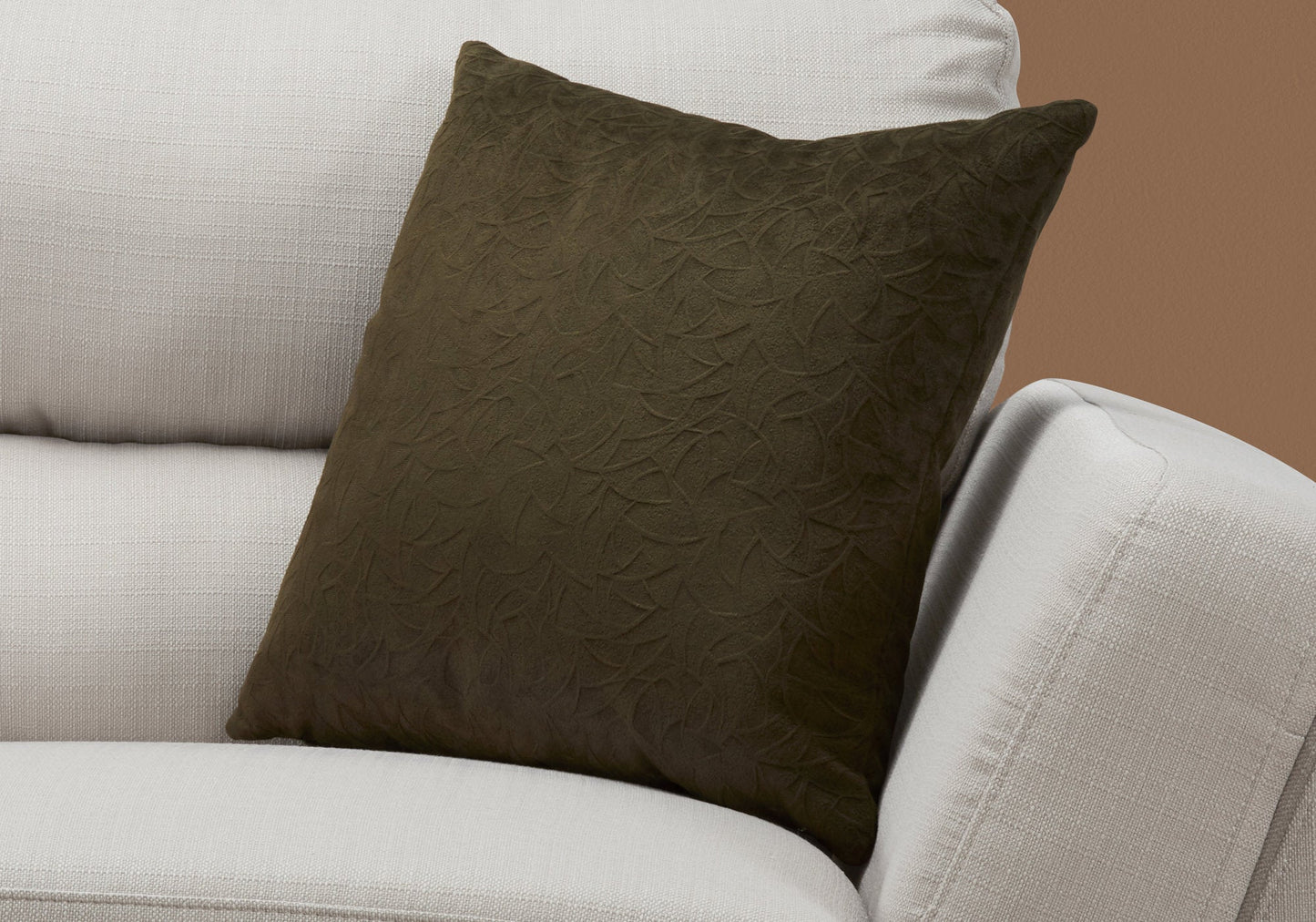 18" X 18" Dark Green Velvet Polyester Floral Zippered Pillow FurniFindUSA