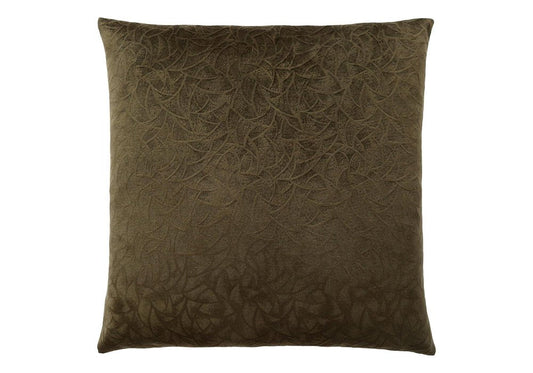 18" X 18" Dark Green Velvet Polyester Floral Zippered Pillow