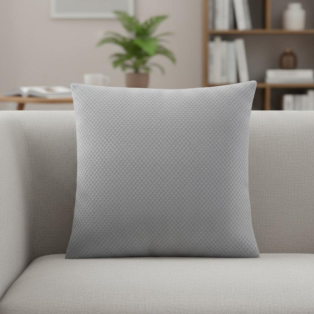 18" X 18" Silver Velvet Polyester Diamond Zippered Pillow HomeRoots