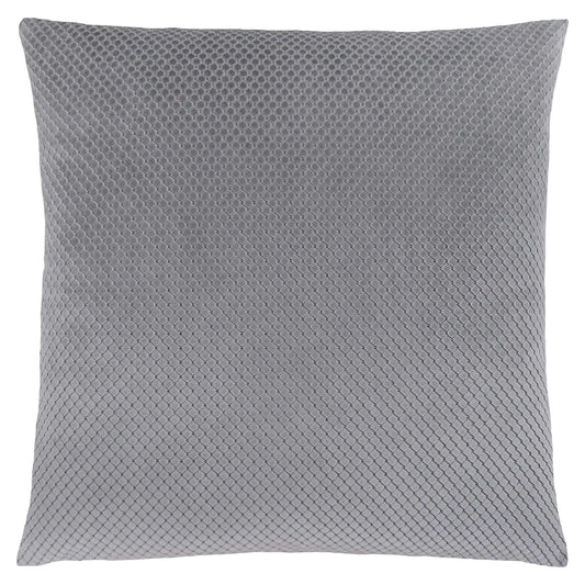 18" X 18" Silver Velvet Polyester Diamond Zippered Pillow FurniFindUSA