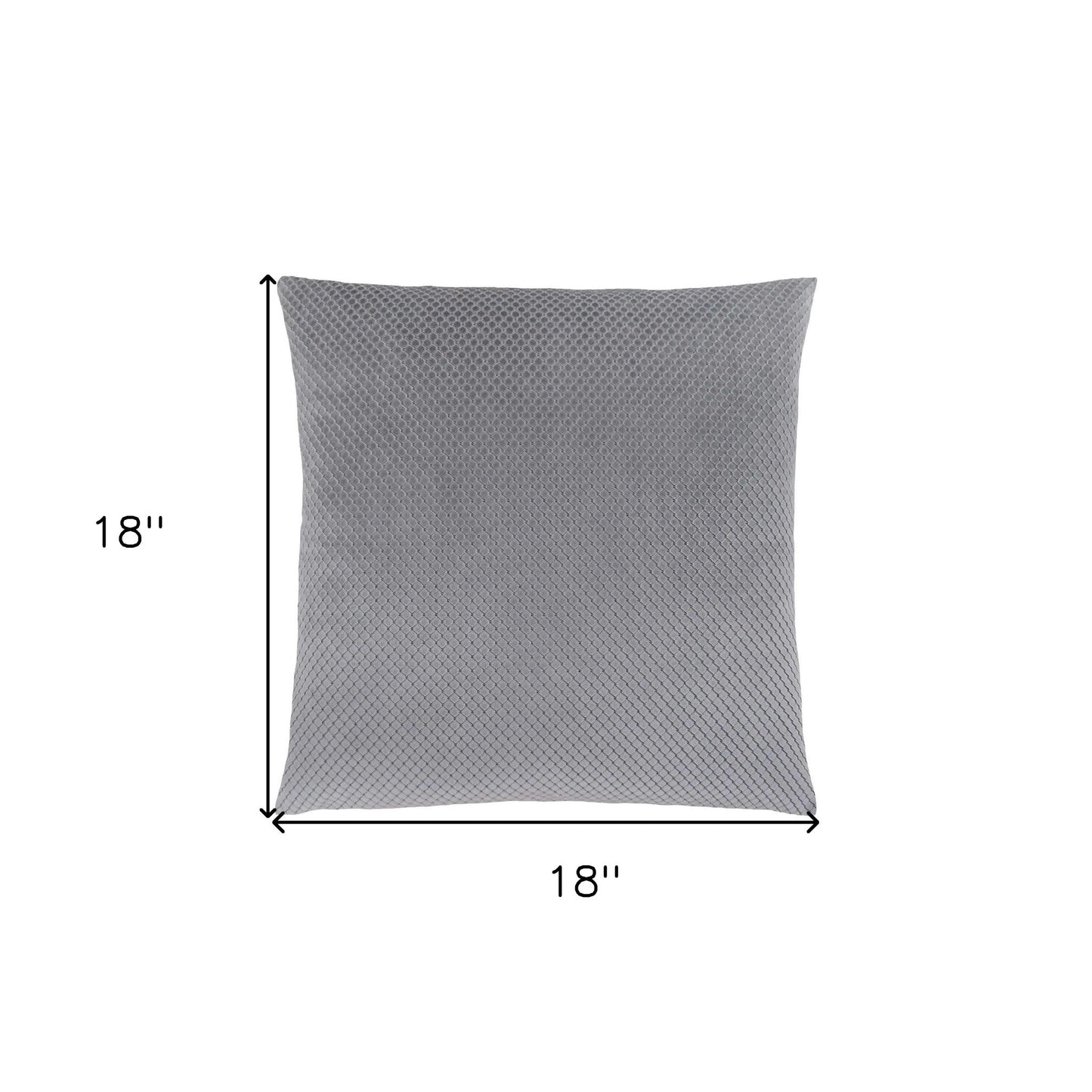 18" X 18" Silver Velvet Polyester Diamond Zippered Pillow FurniFindUSA