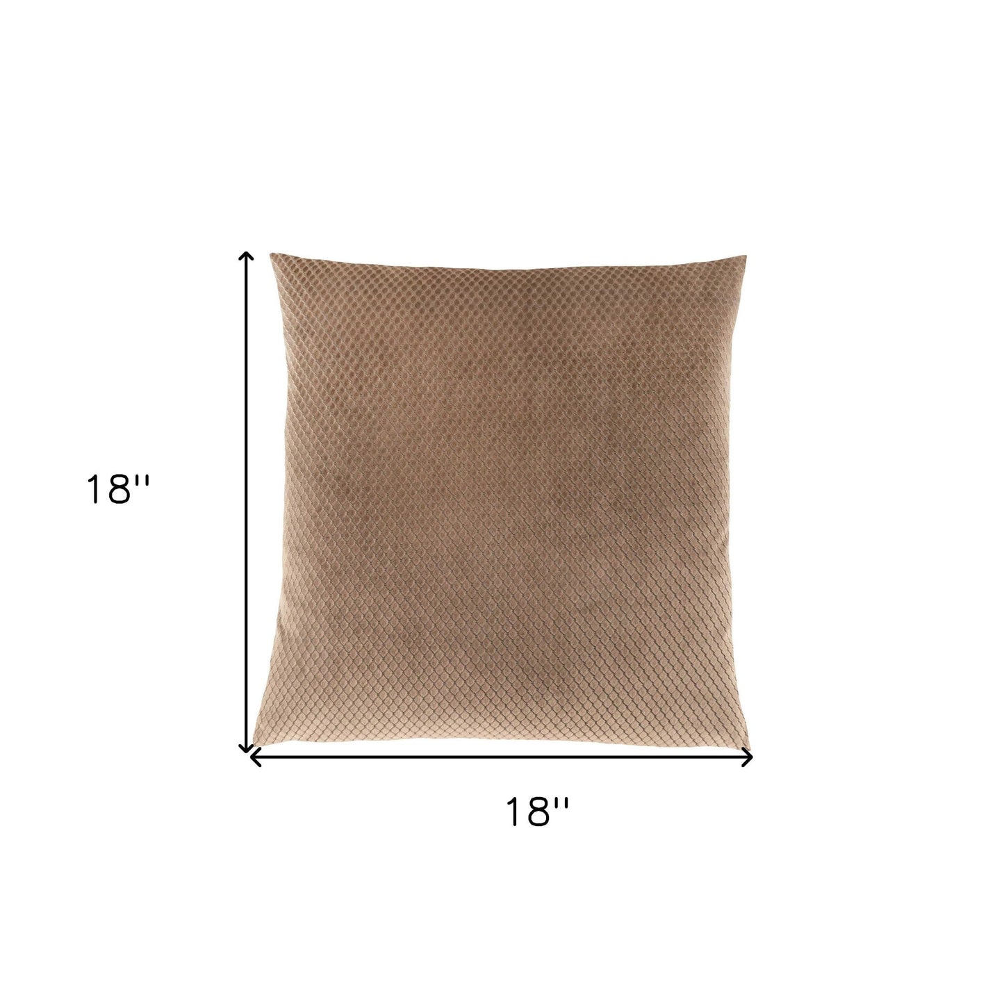 18" X 18" Beige Velvet Polyester Diamond Zippered Pillow FurniFindUSA
