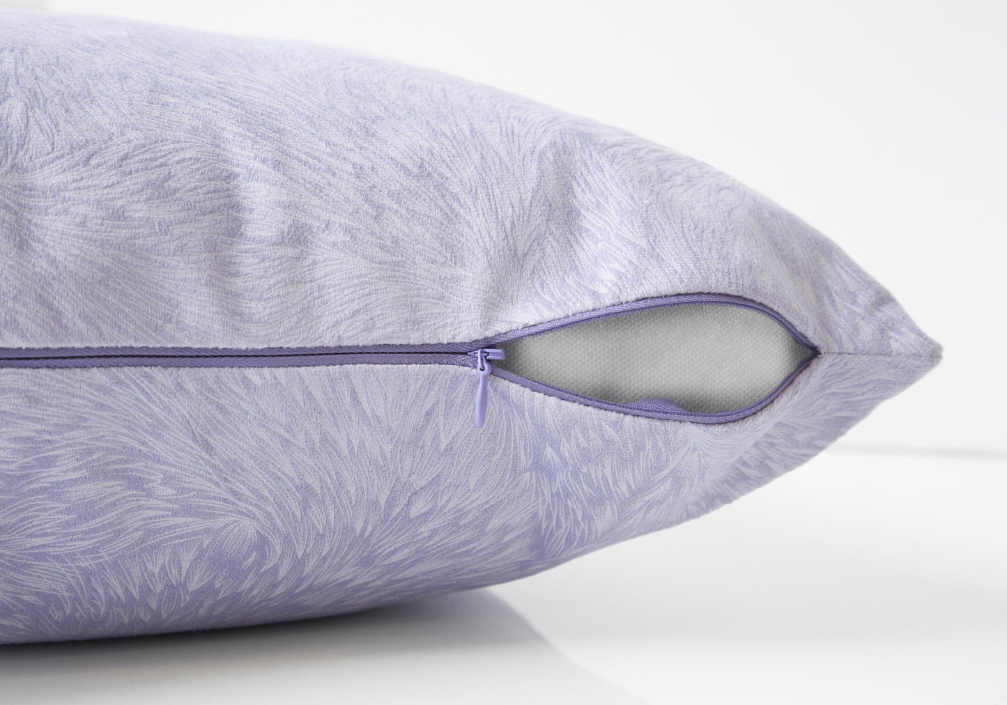 18" X 18" Purple Velvet Polyester Feather Zippered Pillow FurniFindUSA
