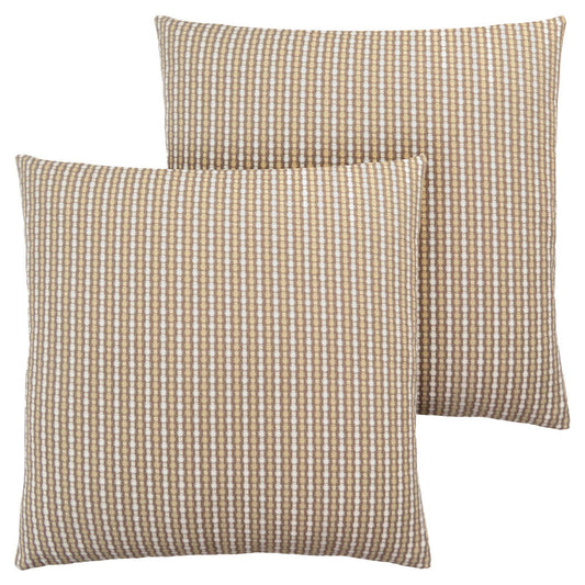 Set Of Two 18" X 18" Taupe Polyester Striped Zippered Pillow FurniFindUSA