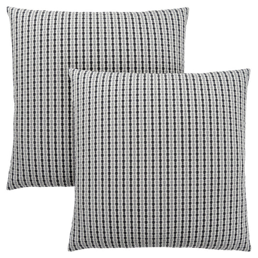 Set Of Two 18" X 18" Black Gray and White Polyester Striped Zippered Pillow FurniFindUSA