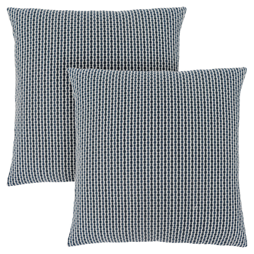 Set Of Two 18" X 18" Blue and White Polyester Striped Zippered Pillow FurniFindUSA