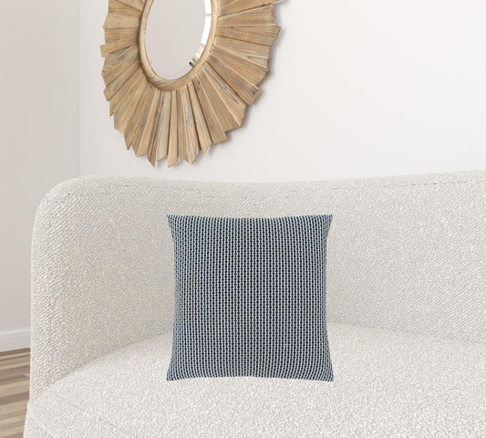 Set Of Two 18" X 18" Blue and White Polyester Striped Zippered Pillow FurniFindUSA