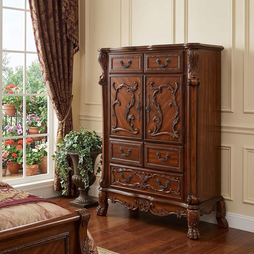 38" Brown Solid Wood Seven Drawer Combo Dresser HomeRoots