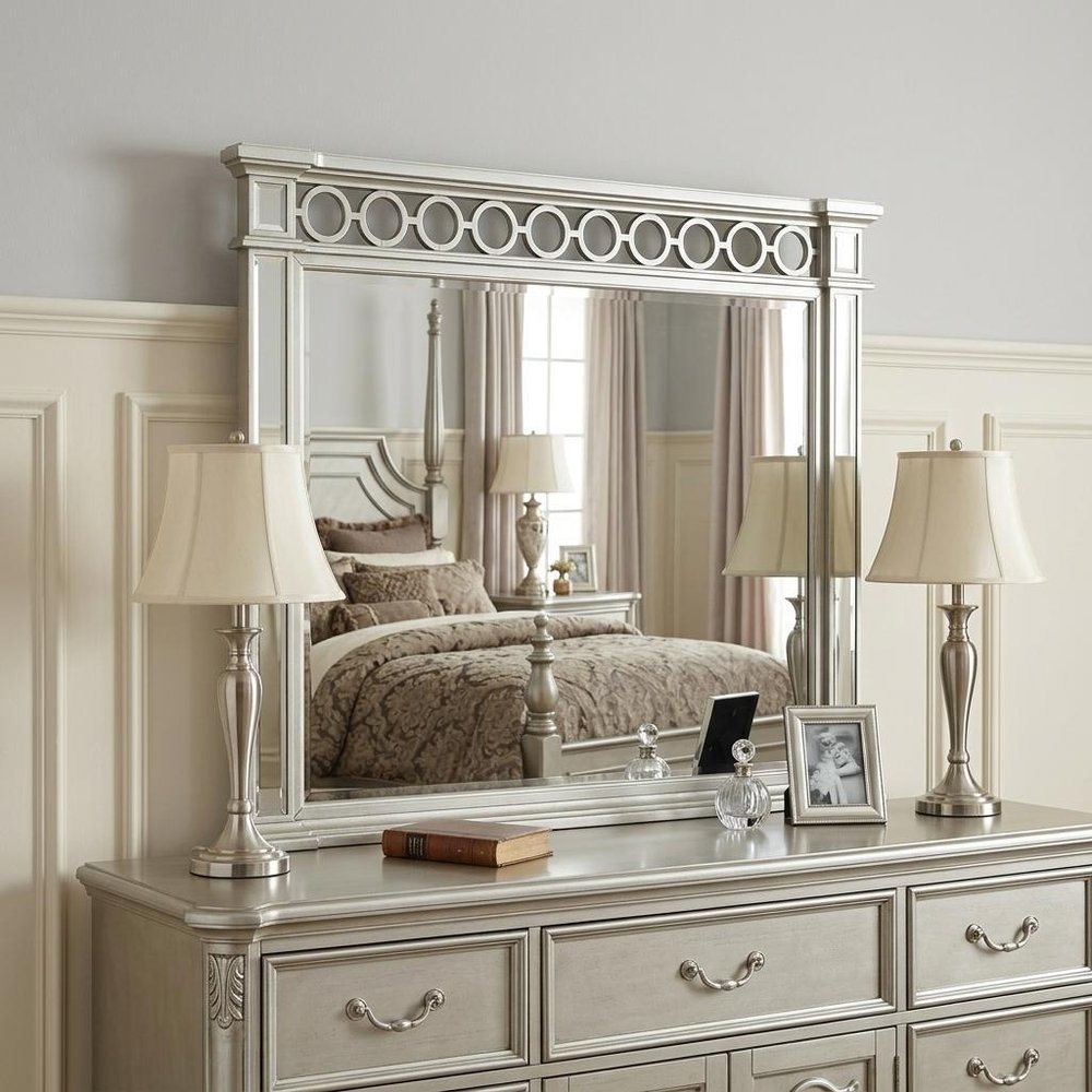 42" Silver Wood Framed Mounted Dresser Mirror HomeRoots