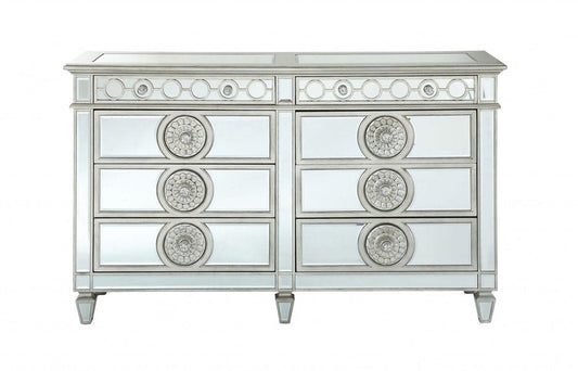 68" Gray Wood Six Drawer Double Dresser HomeRoots
