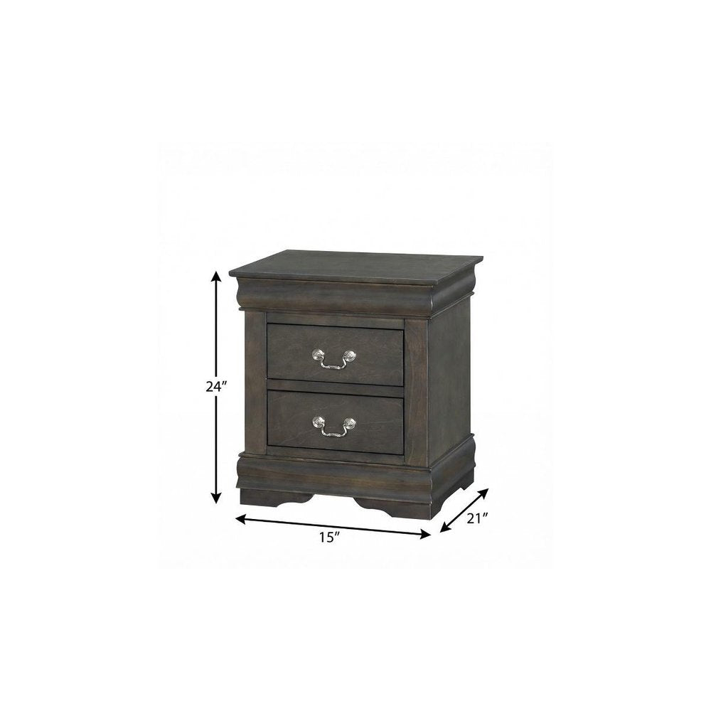 24" Gray Two Drawers Nightstand HomeRoots