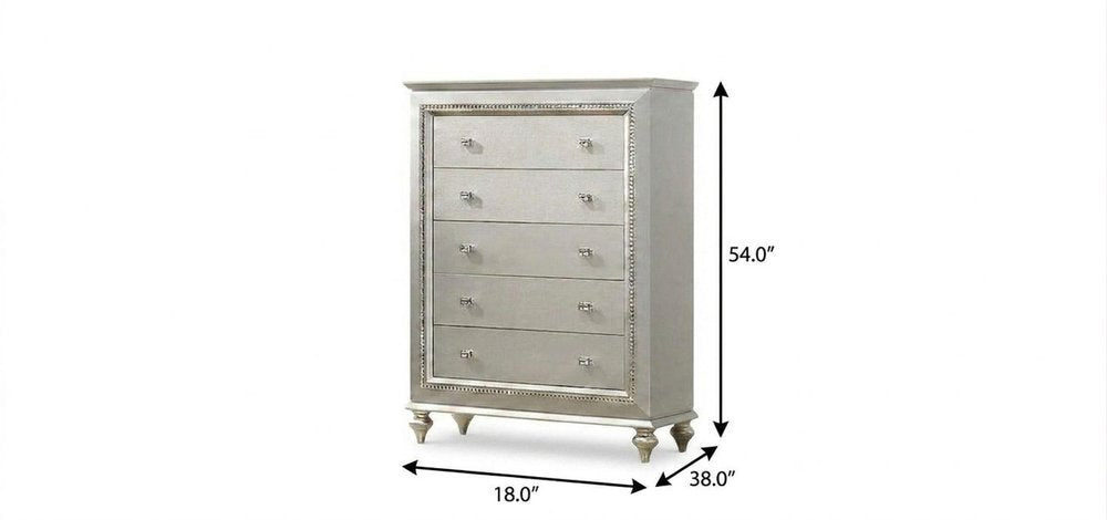 18" Champagne Wood Five Drawer Dresser HomeRoots