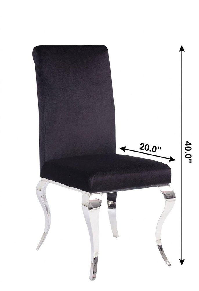 Set of Two Black And Silver Upholstered Fabric Dining Side Chairs HomeRoots