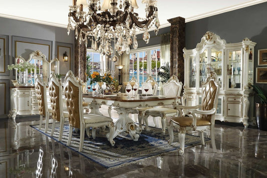 Set of Two 27" Brown and White Faux Leather Tufted Side Chair HomeRoots