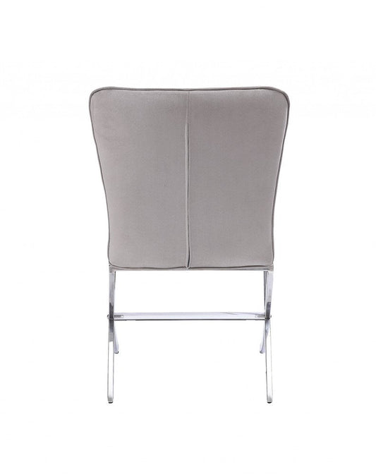 24" Beige and Silver Velvet Parsons Chair HomeRoots
